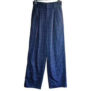 Navy Plaid High Waist Baggy Pant Size 4